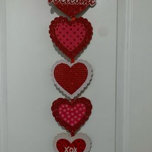 Red and Pink Wooden Heart’s Shimmering Wall Plaque